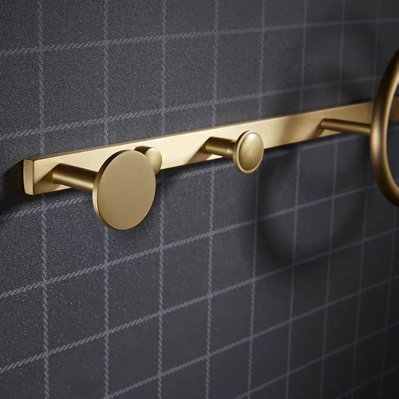 Медь латунь одинарная вешалка для полотенец Золотая щетка латунная крючки