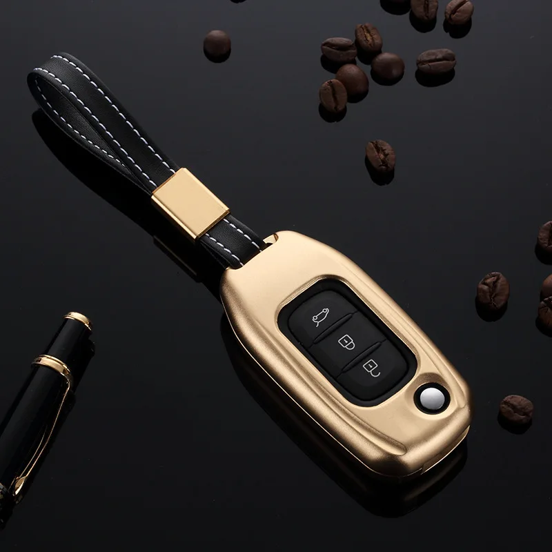 

Aluminium Alloy car key car case cover for renault kadjar 3 button floding key case shell covers