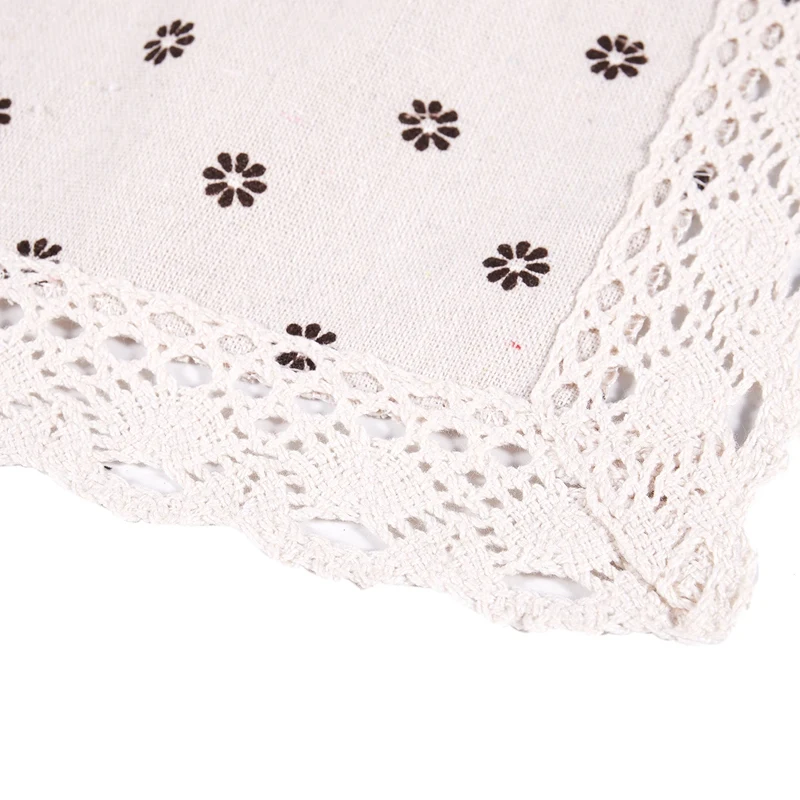 

Table cloth linen rural pastoral home cover desk towels rectangle dust-proof tablecloth with lace, Coffee small chrysanthemum, 9