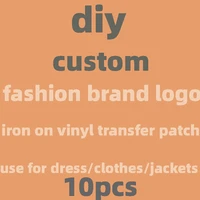 10pcs logo brand patches iron on transfers for clothing custom thermal stickers on clothes thermoadhesive patch diy applique