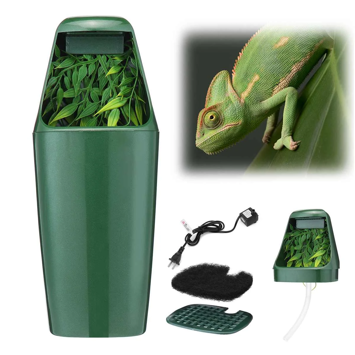 Fuente de agua para Reptiles, bebedero de alimentaci&oacute;n autom&aacute;tico, filtro de lagarto, camale&oacute;n, serpiente, Reptiles, terrario anfibio, accesorios-4