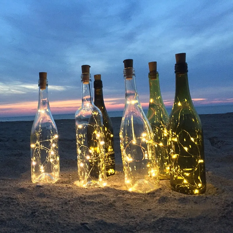 

1m 2m LED Wine Bottle Lights Copper Wire Fairy String Lights Christmas Decoration for Home Christmas Decoration