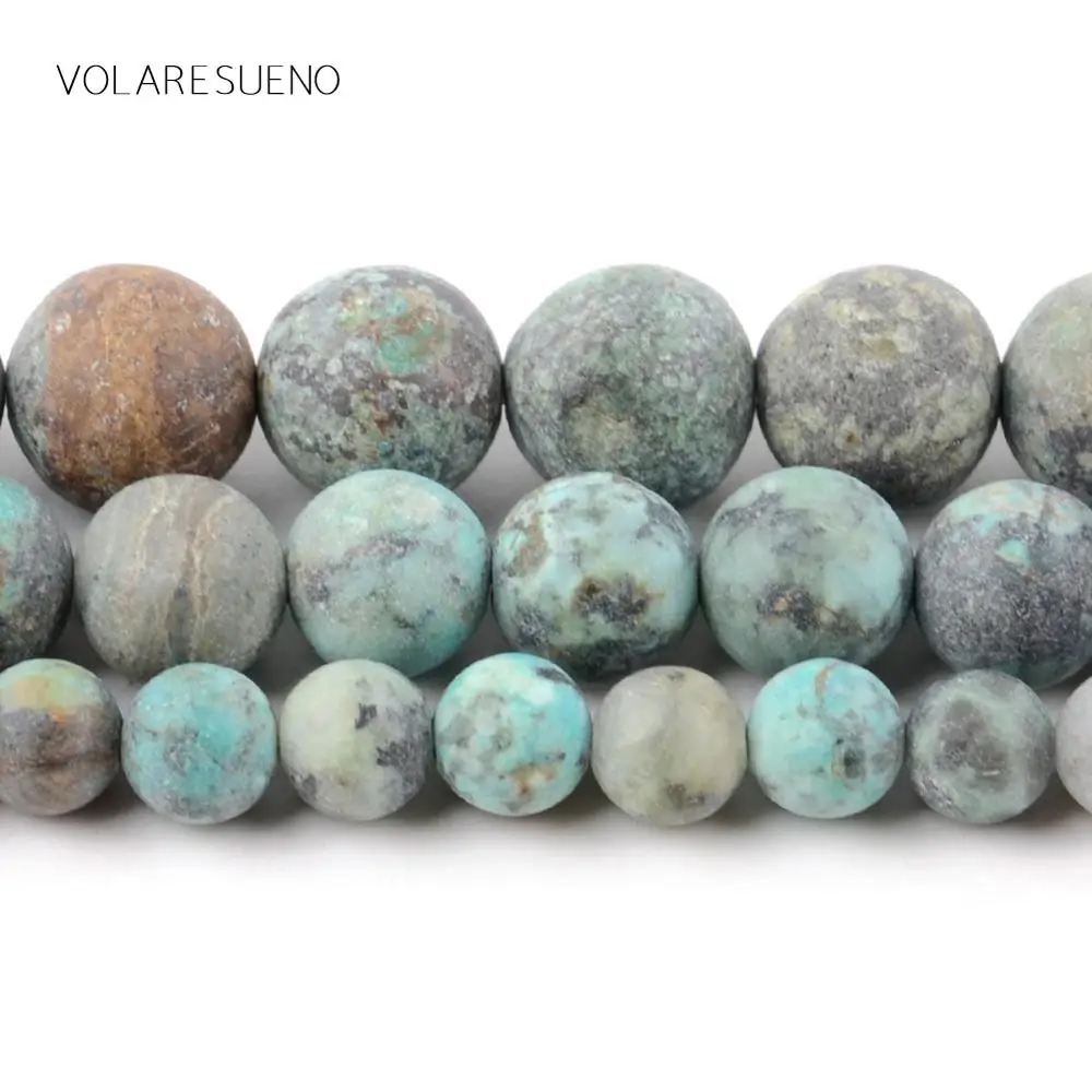 Тусклой полированной африканская бирюза Натуральный Камень круглые бусины 15