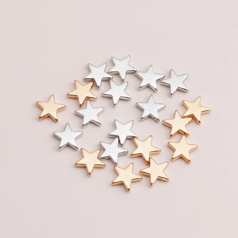 

30pcs 13*13mm Two Colors Shining Stars Spacer Beads Charms fit Bracelets Necklaces Metal Alloy Jewelry Making Findings