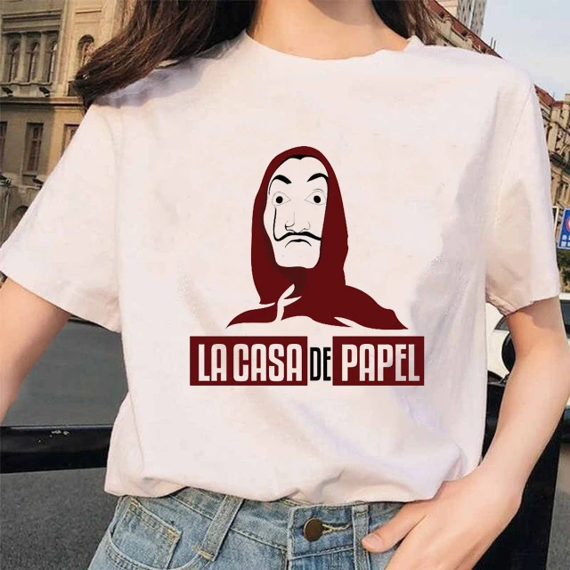 2020 Summer New Arrival Women Print Lacasa De Papel Short Sleeve Kawaii Harajuku Ulzzang Girl Tshirts Female Casual Shirt Top | Женская