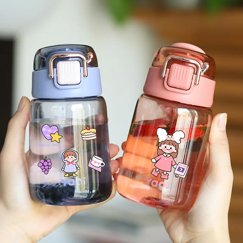 

400mlCute Children's Water Bottle Portable Male Female Pupils Water Cup Tea Mug Creative Fresh Sports Kettle Plastic Bottle DIY