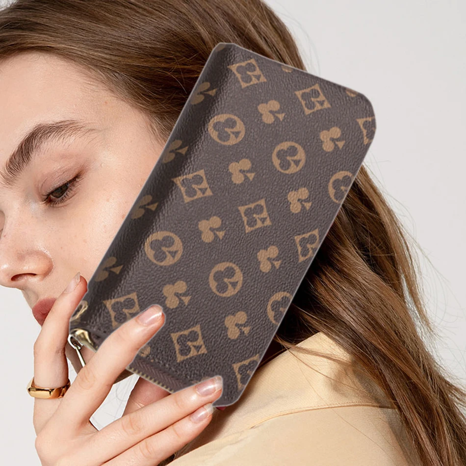 

Luxury Ladies Mahjong PU Leather Money Coin Credit Card Phone Holder Pouch Wristlet Wallets For Women Purse Clutch Bags