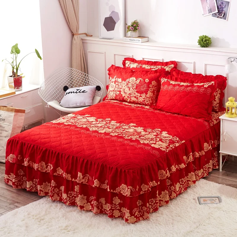 3 шт./компл. страстная розовая Корейская принцесса ярко красная кроватная юбка +