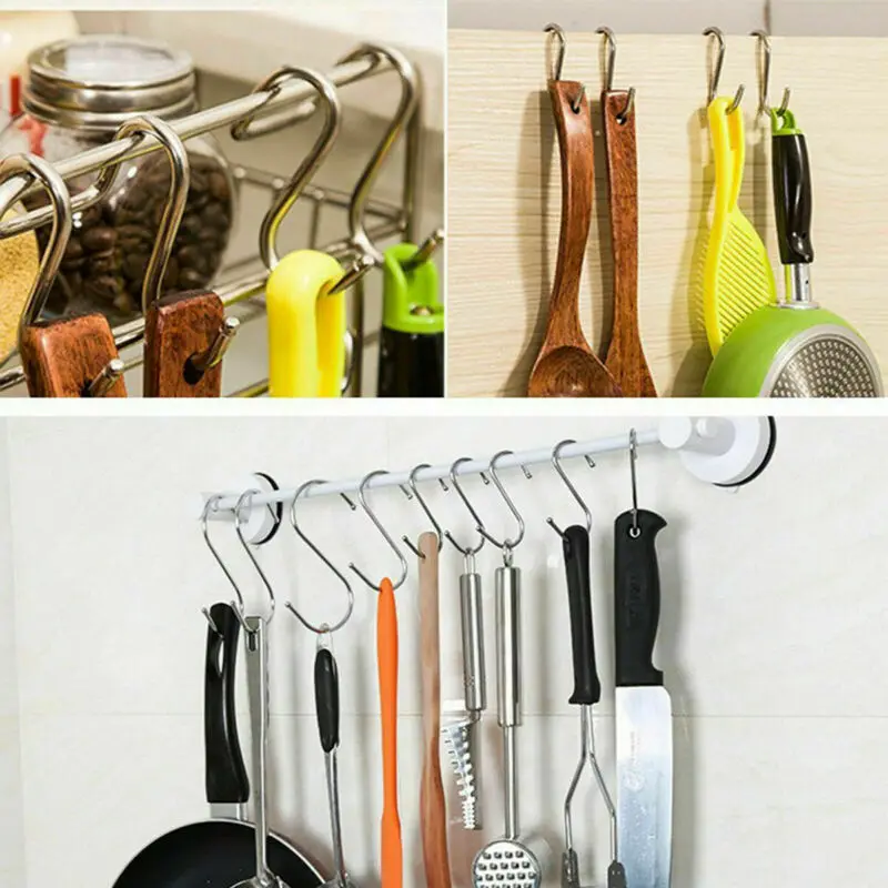 10x нержавеющая сталь S крючки кухня мясо сковорода посуда вешалка для одежды