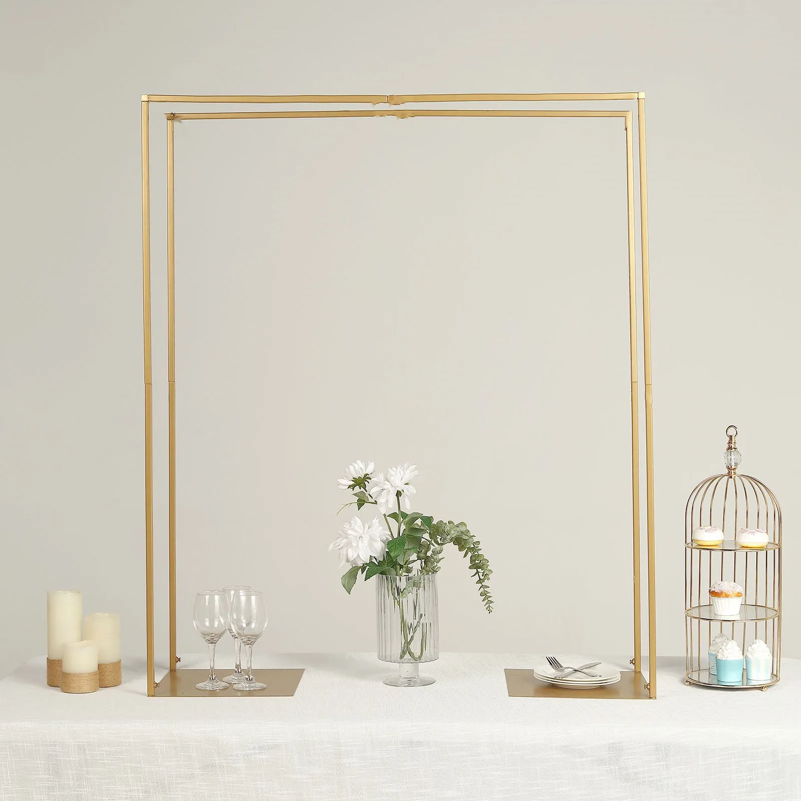 

48" Tall Gold The Table Metal Stand, Collapsible Flower Arch Rod Stand