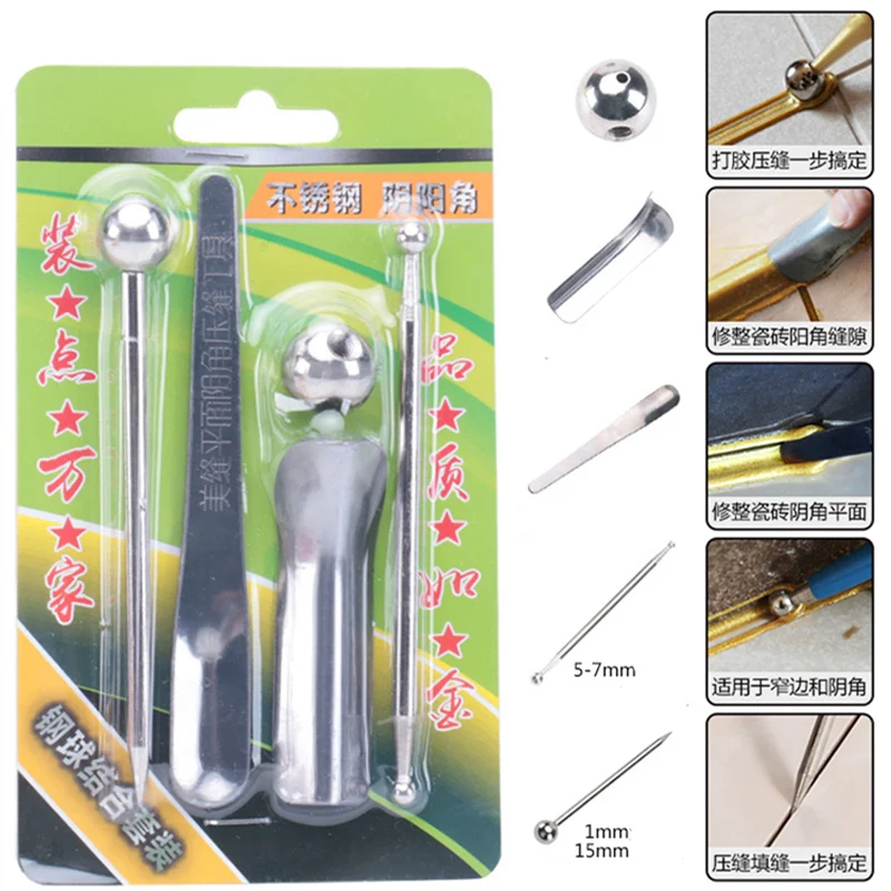 1 Set (5pcs) Tile Beauty Seam Construction Tool Set Tile Gap Cleaning Corner Angle Scraper Gap Manual Grout Pump Flooring Tools