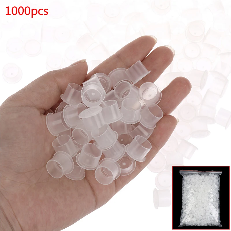 

1000pcs 11*13 Tattoo Ink Cup Cap Pigment Clear Holder Plastic Tattoo Container Cap With Bottom For Needle Tip Grip Supply