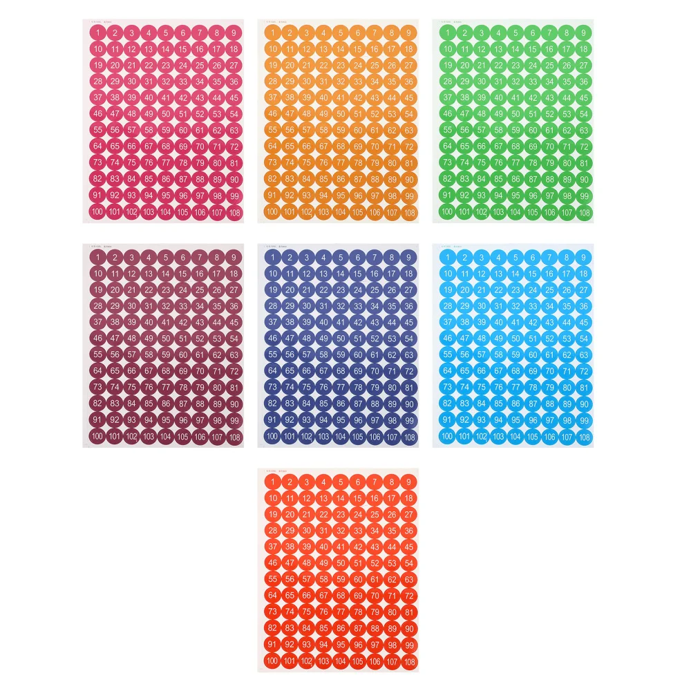 

1 Bag of 7 Sheets Self-adhesive Number Paster Number 1-108 Stickers for Home