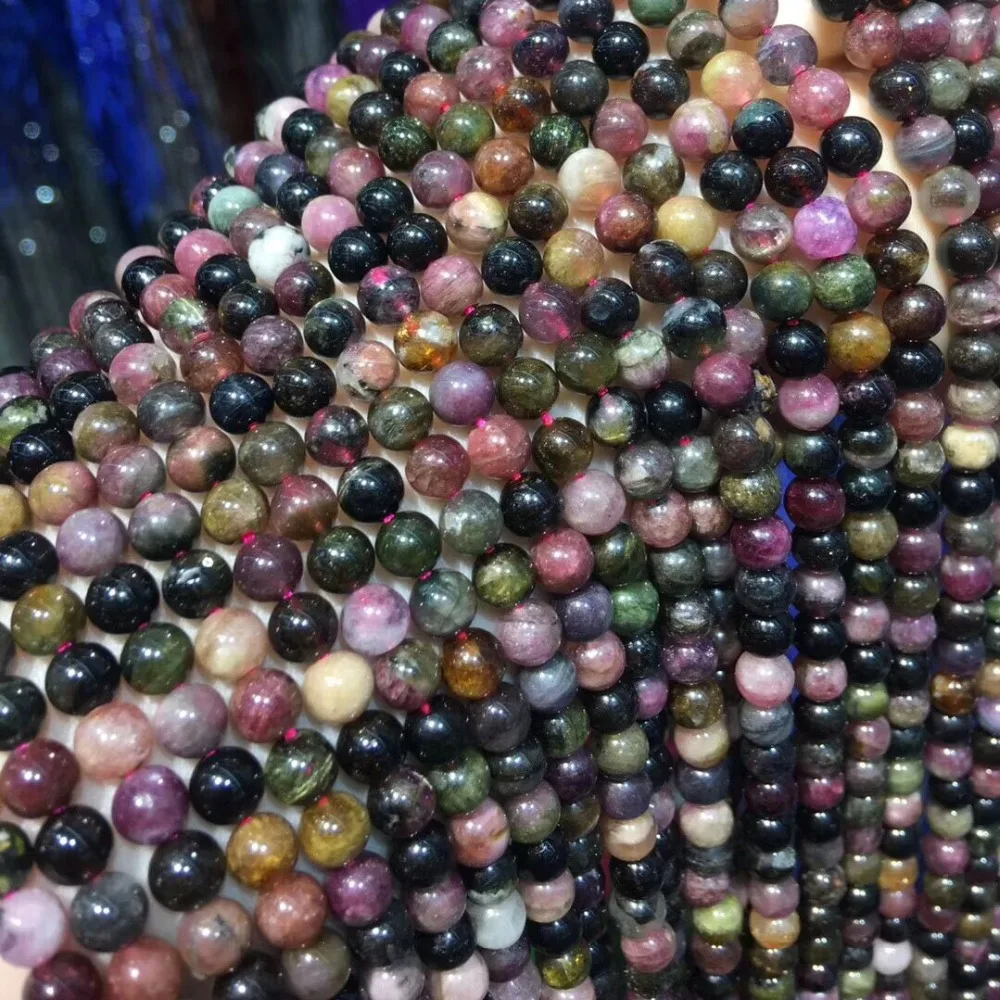 

Natural Stone Beads Round Tourmaline Fashion Jewelry Loose Beads For jewelry making DIY Necklace Bracelet Accessories