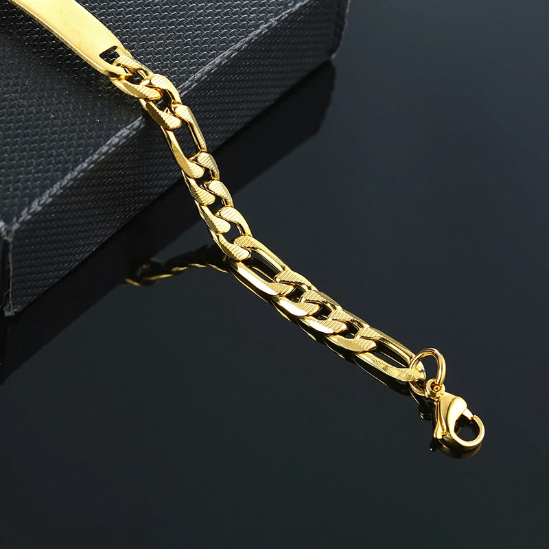 Парные ювелирные изделия Фигаро ссылка ID браслет Персонализация гравируемые