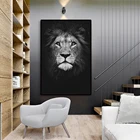 Черно-белая картина на стену с Львом, художественные плакаты на холсте, домашний декор и принты с животными, львами, художественные картины для спальни