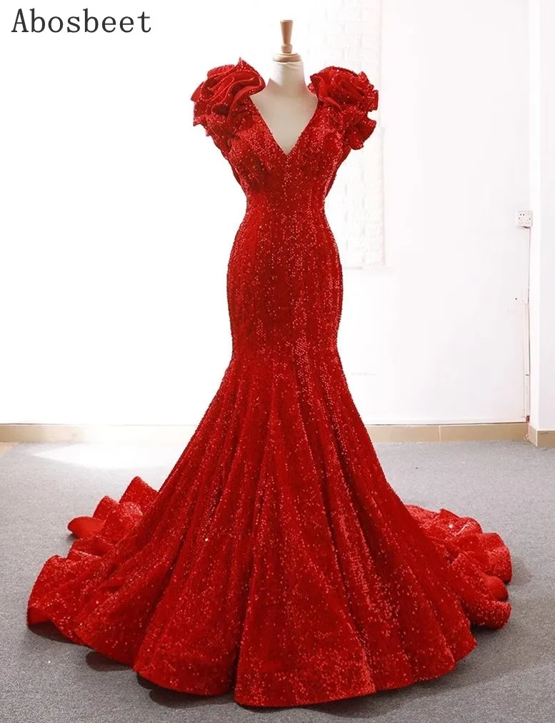 Mermaid Evening Dresses 2020 Glitter Spaghetti Straps Floor Length Prom Dress Plus Dubai Turkish Arabic Aibye Women Party Gowns