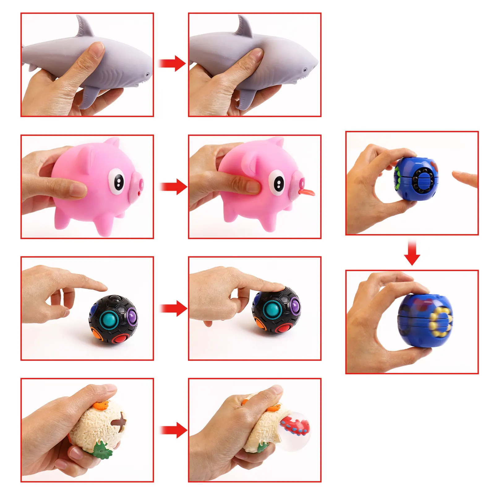 

7pcs Novelty Fidget Sensory Toy Set Stress Relief Toys Autism Anxiety Relief Stress Ball Slow Rising Squeeze Fidget Toys Random
