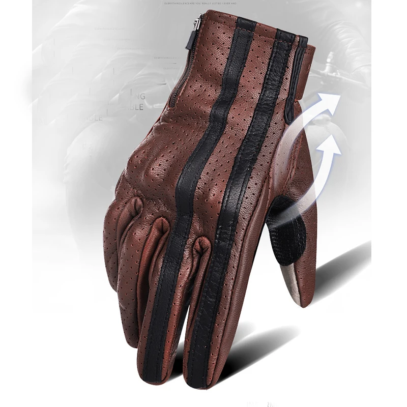 Кожаные перчатки-езда на велосипеде мотоцикл сенсорный экран полный палец