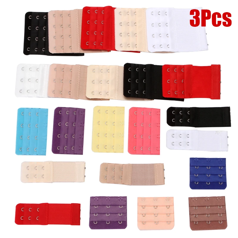 

3Pcs Bra Extension Strap Extenders for Women Adjustable Belt Buckle Elastic Bra Underwear Extension Strap Hook Clip Expander