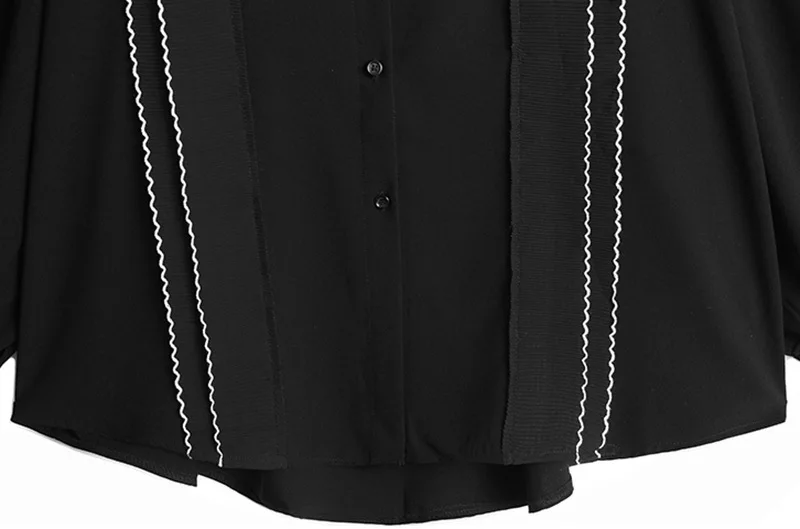 

Pleated Spliced Women Big Size Blouse New Square Collar Long Sleeve Loose Shirt Fashion Tide Spring Autumn 2021 1DD3411