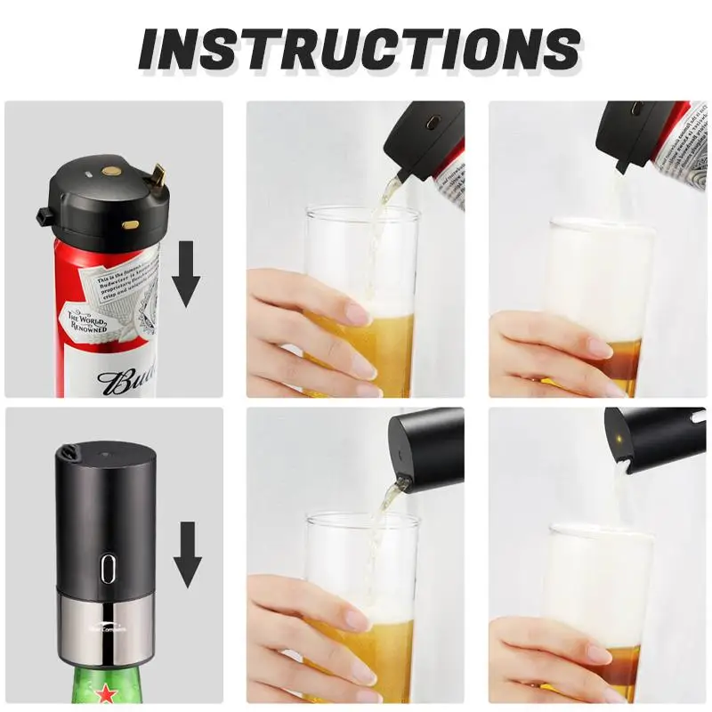 

Beer Foamer Electric Foam Maker Mini Portable Durable Beer Server Dispenser Bar Utensilios De Cocina Dropshipping-V12