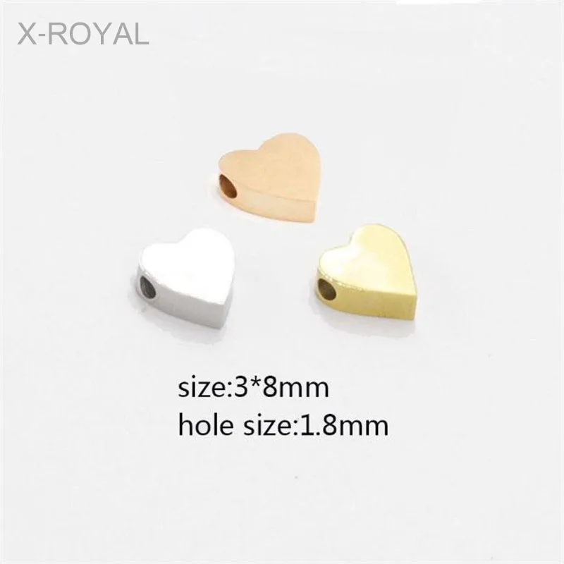 X ROYAL 10 шт./партия 3*8 мм в форме сердца 1 8 металлические свободные бусины сделай сам