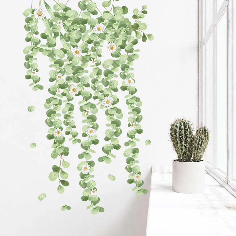 

Tropical Green Leaves Vine Flower Home Wall Decoration Balcony Garden Decal House Poster Sunshine Room Sticker Corner Vinyl Deco