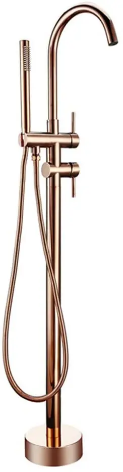 

Bathtub Floor Mounted Standing Bathtub Faucet Rose Gold Round Spout Bath Mixer Floor Mounted Bathtub Filler Shower Tub Faucet