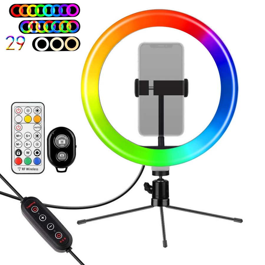 

MAMEN RGB Selfie Ring Fill Light 29 Modes Youtube Live Streaming Studio Video Led Dimmable Photography Lighting with USB Cable