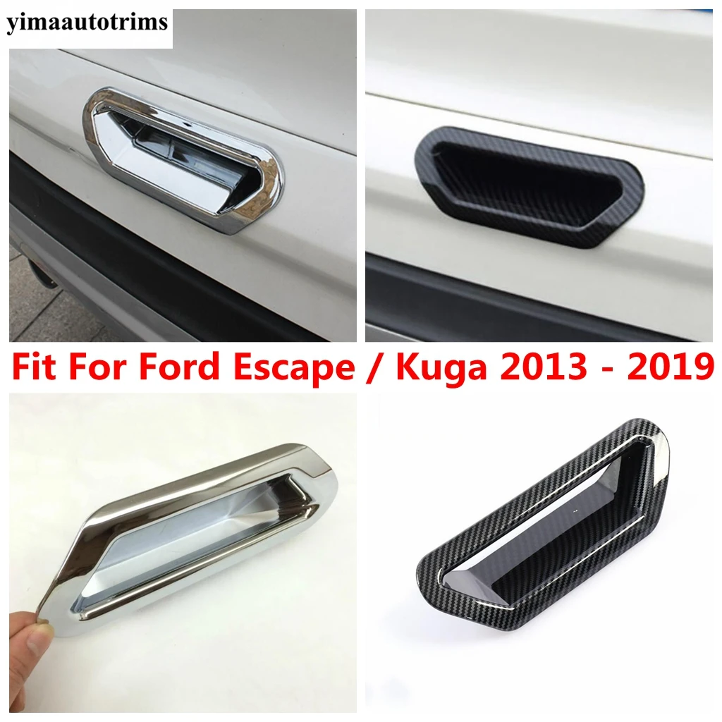 

ABS Chrome / Carbon Fiber Exterior Rear Trunk Tail Door Handle Catch Cover Trim Accessories For Ford Escape / Kuga 2013 - 2019