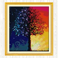 colour life tree handmade diy needlework crafts 14ct 11ct counted and stamped cross stitch kits dmc cotton thread printed canvas