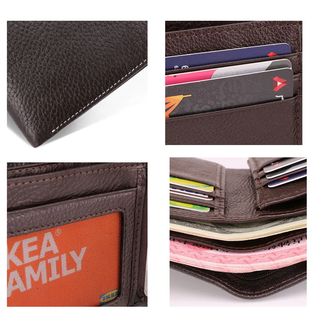 Кошелек JOGUJOS мужской из натуральной кожи короткий бумажник на молнии кредитница