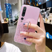 luxury ring bracket bling glitter silicone phone case for xiaomi mi 12 11 t lite pro redmi note 10 9 8 ultra thin sequins cover