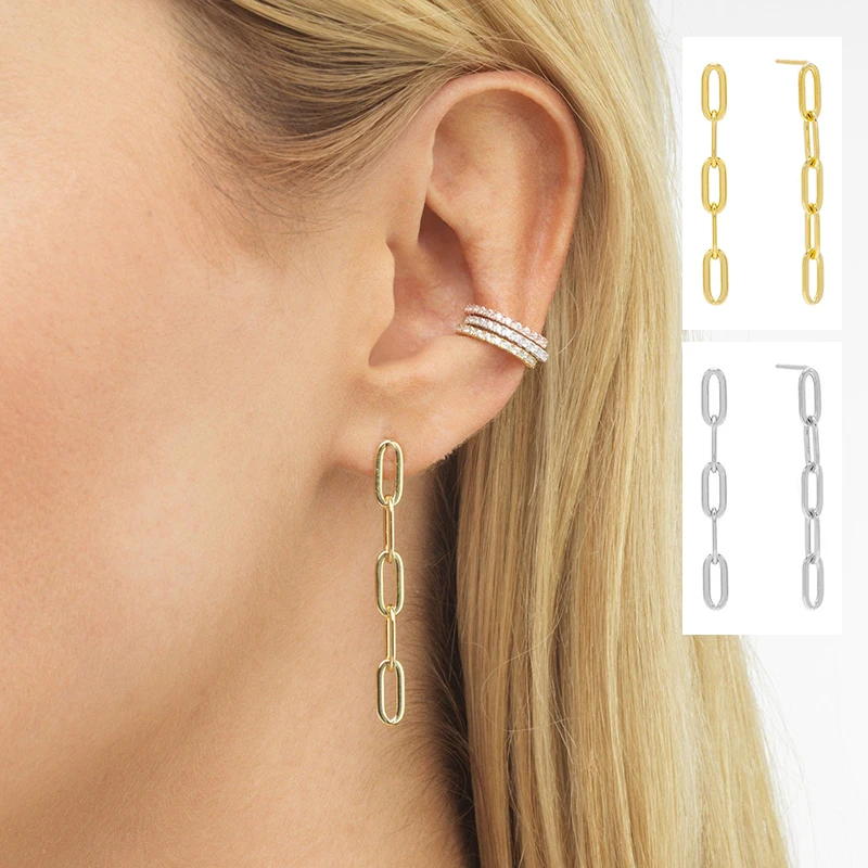 

Simple Chain Pendant Earring for Women Silver Earrings Fashionable Stud Earrings Jewelry Pendientes Brincos Aretes Fashion