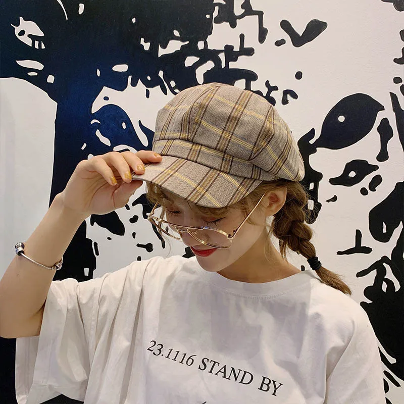 Женские однотонные шляпы на весну лето модные простые Восьмиядерный газетчик