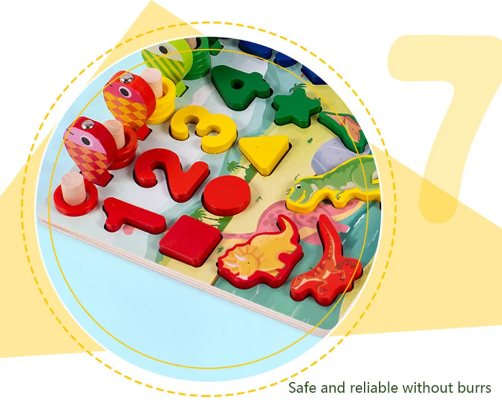 

Montessori Educational Wooden Toys Children Busy Board Math Fishing Children's Wooden Preschool Montessori Toy Counting Geometry