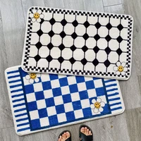 dimi fashion area rug bathtub side foot pad doormat retro chessboard plaid bath mats non slip floor absorbent plush carpet