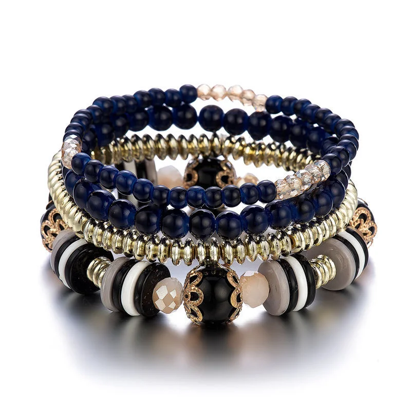 

New Arrival Bohemian Women Bracelet 2021 Multi-layer Stretch Handmade Glass Beads Beaded Bracelets Set