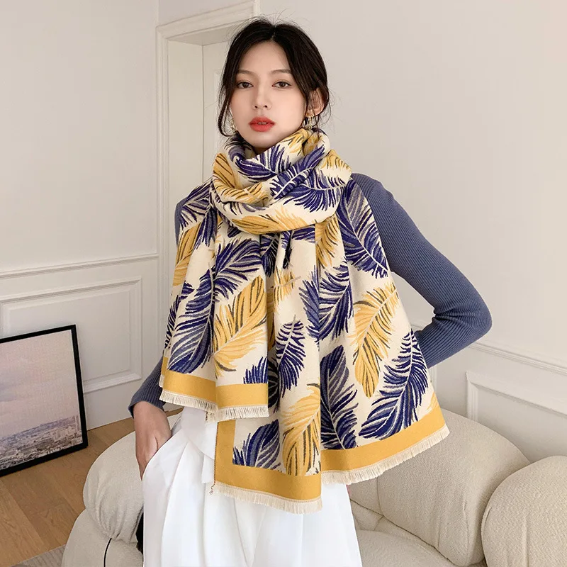 

Autumn and Winter New Korean Scarf Women's Dual-use Air-conditioning Shawl Feather Imitation Cashmere Scarf Thickened Student