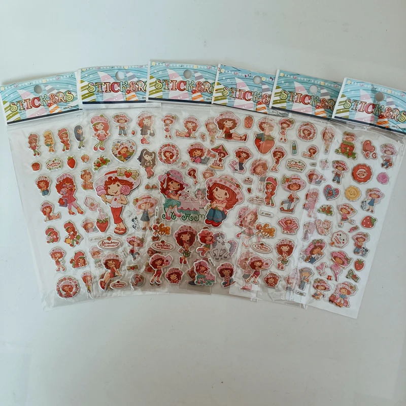 Pegatina para ordenador port&aacute;til con dise&ntilde;o de fresa para ni&ntilde;as, libro de recortes de espuma, bricolaje, Kawaii, decoraci&oacute;n de diario, juguetes de burbujas, 6 uds.-1