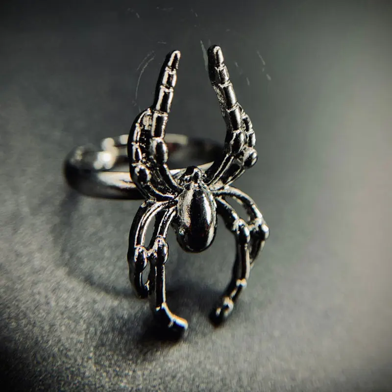 Кольцо с пауком-регулируемое кольцо-готическое кольцо-Orb Weaver-кольцо изображением