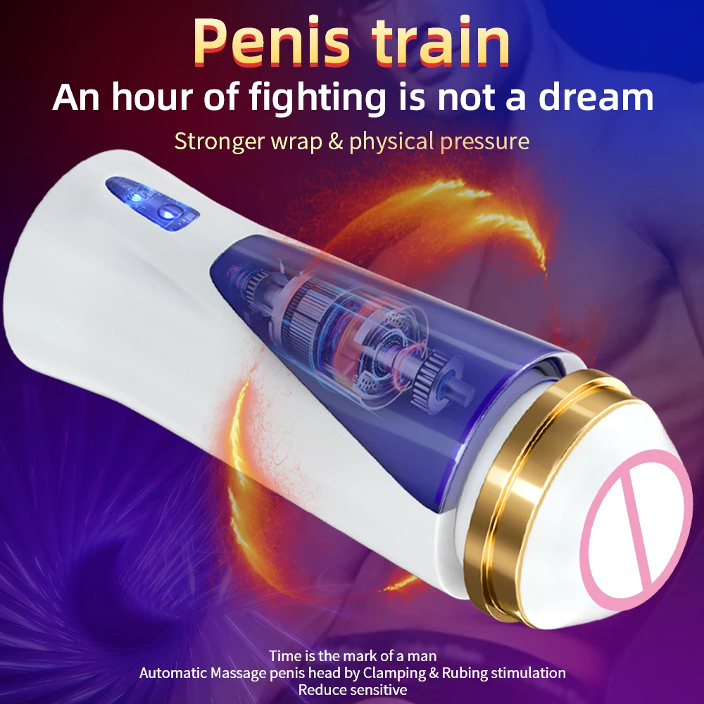 Automatic Male Masturbator Cup Space Masturbation HandsFree  Powerful Thrusting Mode Real Vagina Pocket Sex Toy for Men