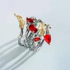 Многослойное женское кольцо с перьями и фиолетовым цирконием, медное, двухцветное, черное, золотое, для помолвки вечерние ювелирные изделия