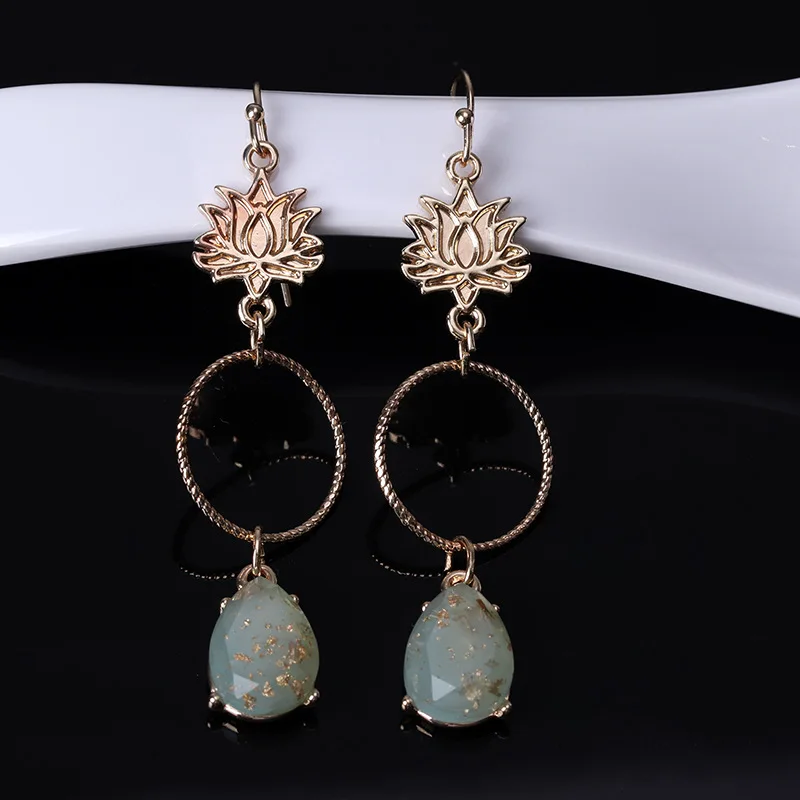 Женские серьги капельки с зеленым камнем из смолы|Серьги-подвески| |