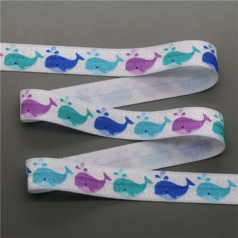 DHK 5/8'' 5yards animals cars whale printed Fold Elastic FOE stretch ribbon hairbow headwear headband DIY OEM E1669 | Дом и сад