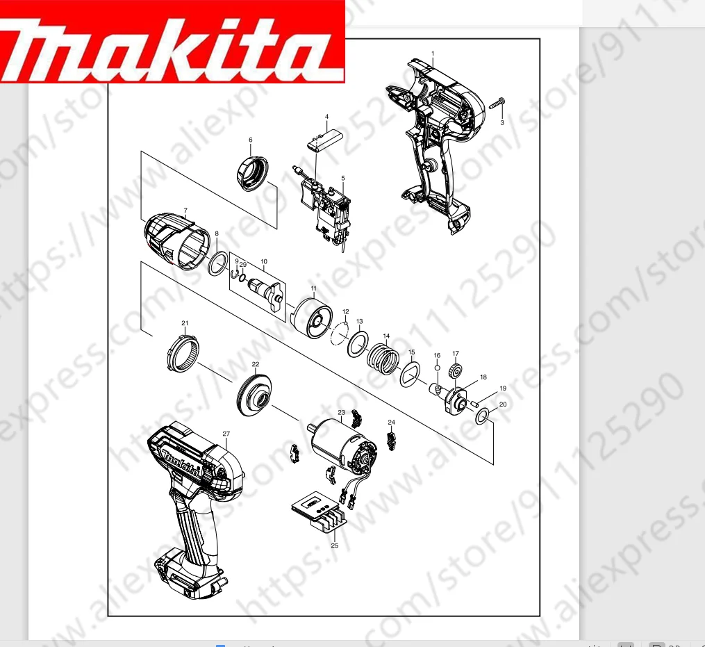 

Maktia for TW140D Rotor switch stator handle housing bearing Spindle gear (Consult customer service)