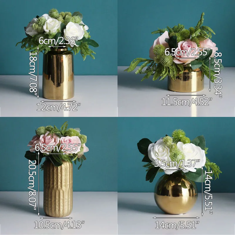 

Strongwell Nordic Simple Electroplating Ceramic Vase Dining Table Dry Flower Vase Home Decoration Accessories Wedding Gift