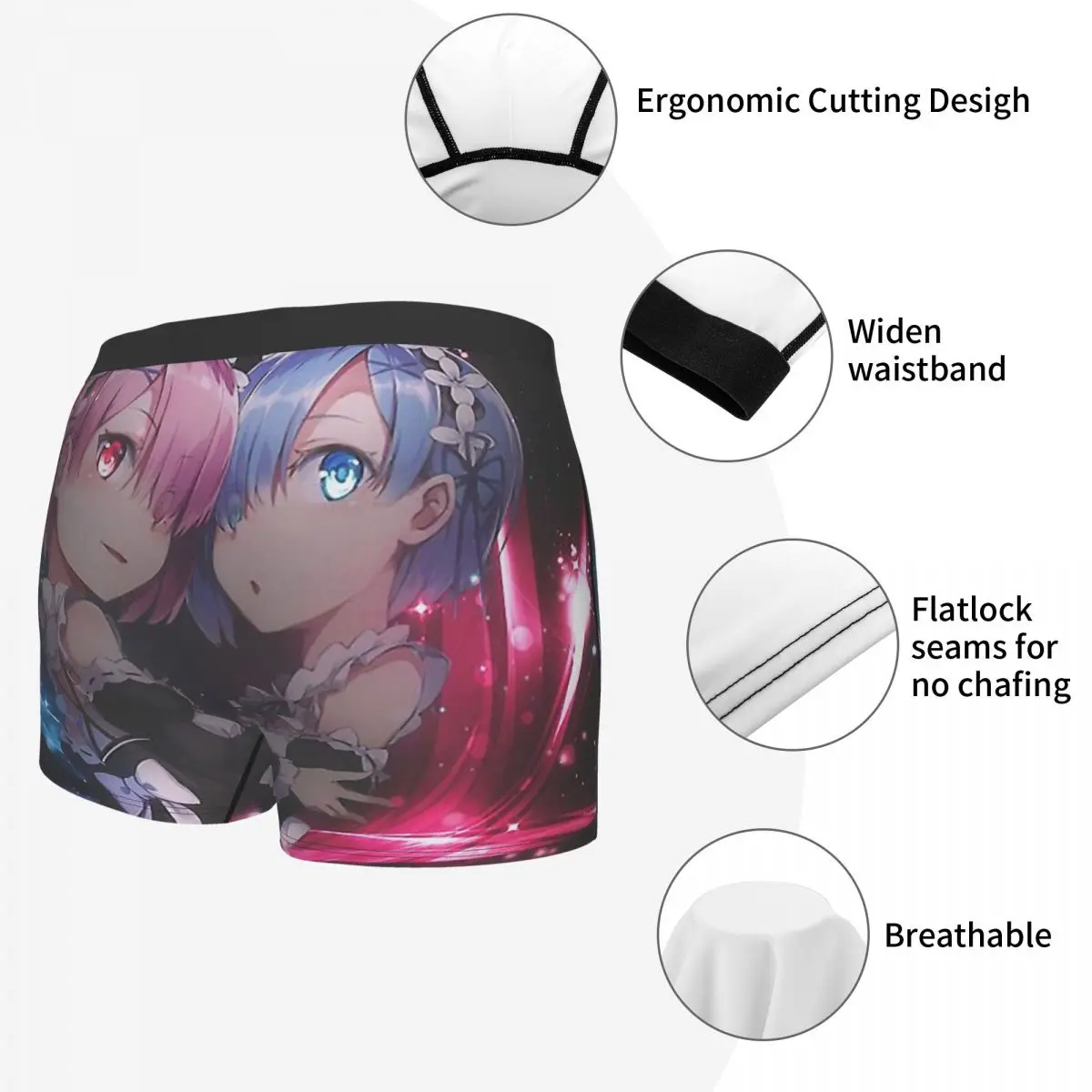 Трусы-боксеры Ram And Rem Re zero Субару Нацуки в стиле аниме дышащие мужское нижнее