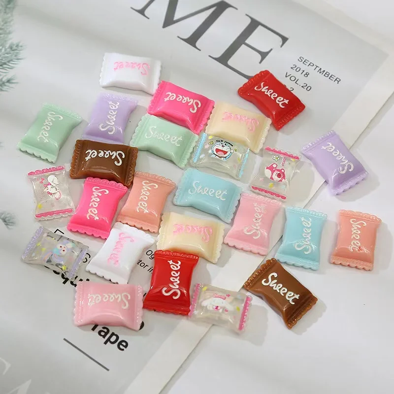 

10pcs New Cartoon Candy Material Kit 3D Resin Flat Cabochons Embellishment Diy Wedding Hairpin Accessories Scrapbook Craft